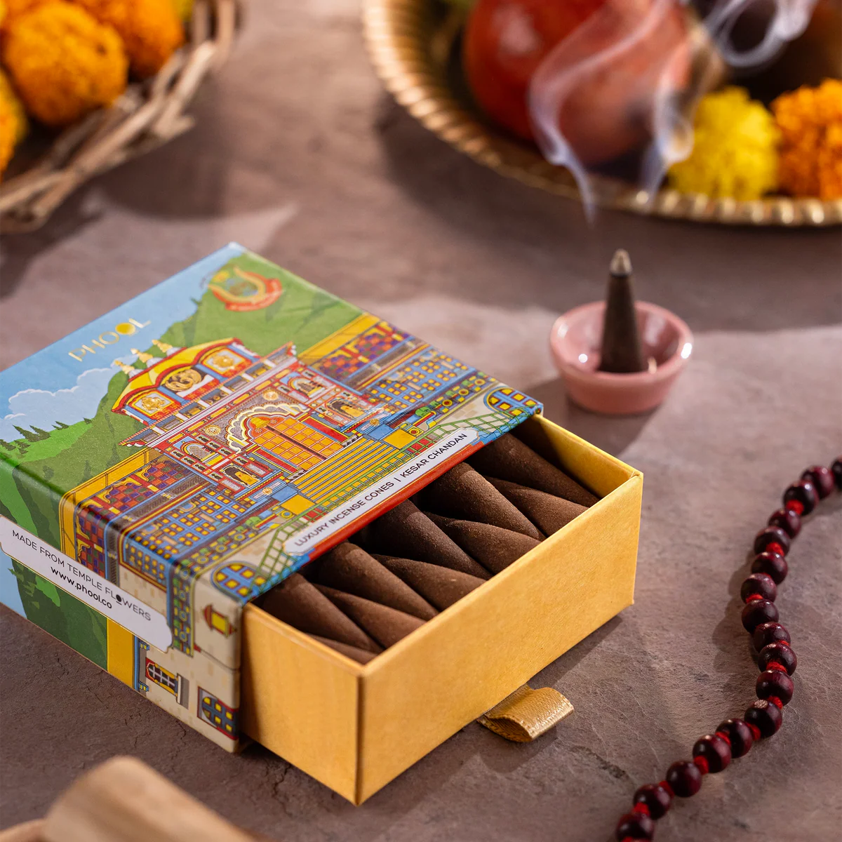 Phool Badrinath Kesar Chandan Incense Cones (Pack of 3)