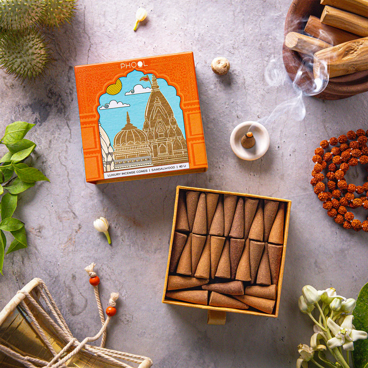 Phool KVT Sandalwood Incense Cones (Pack of 3)