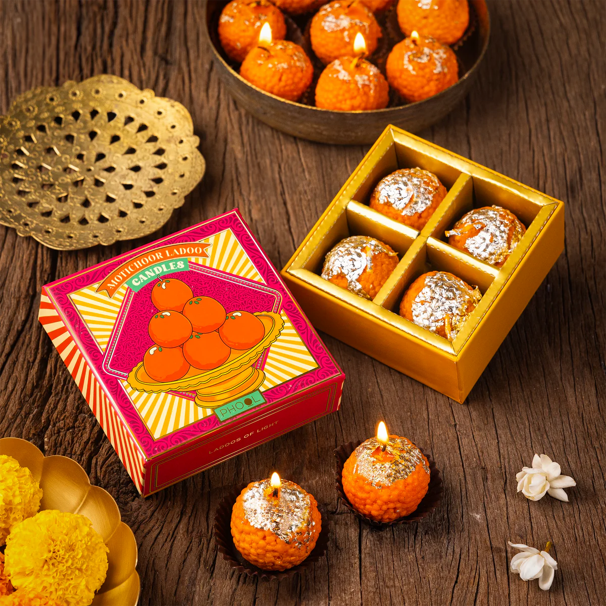 Phool Motichoor Ladoo Candles (Pack of 10)