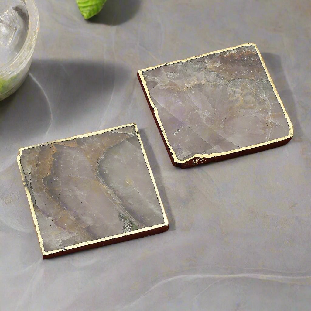Purple Bird Amethyst Agate 'Riya' Coasters (Two Coasters)