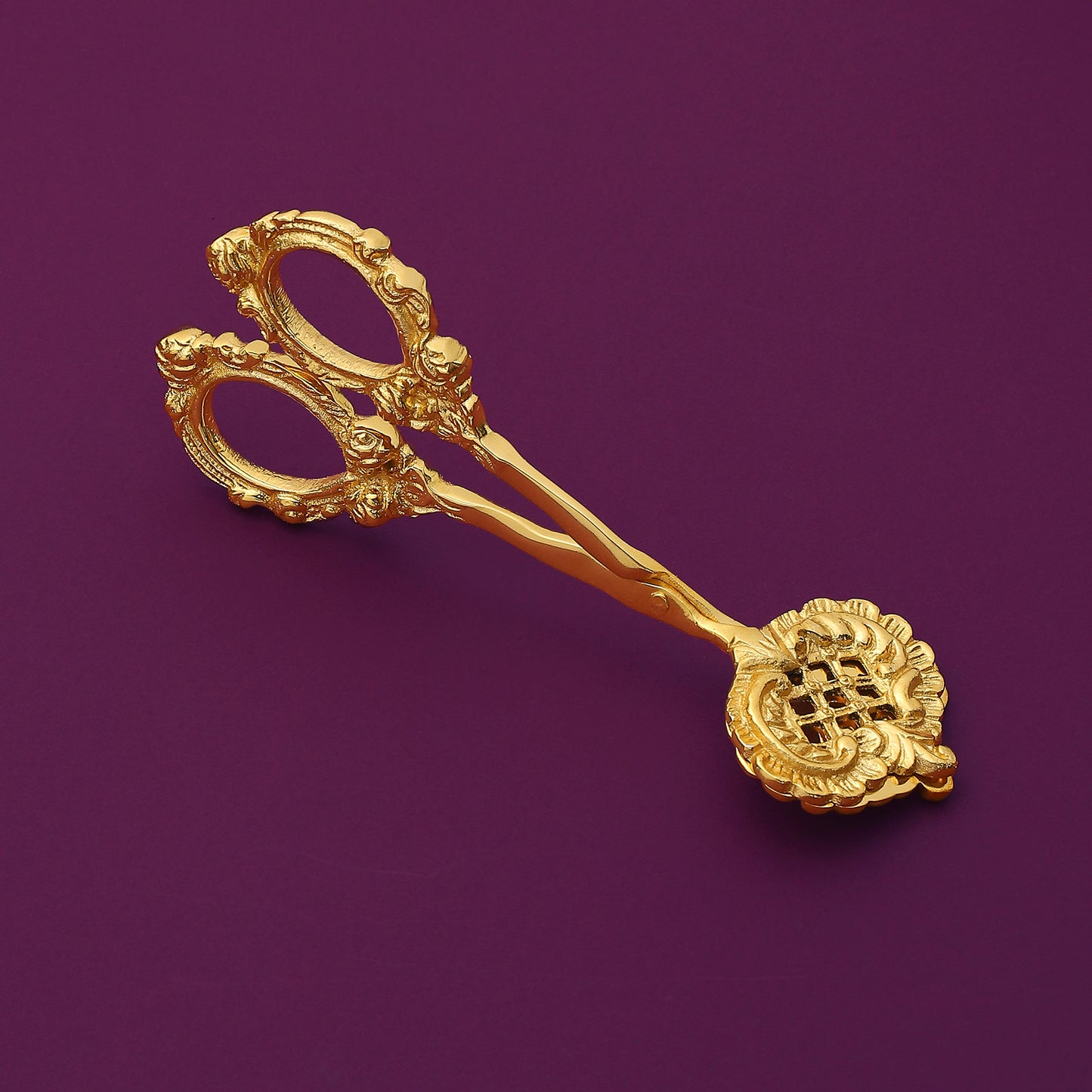Purple Bird 'Utsav' Gold Polish Brass Mini Tongs