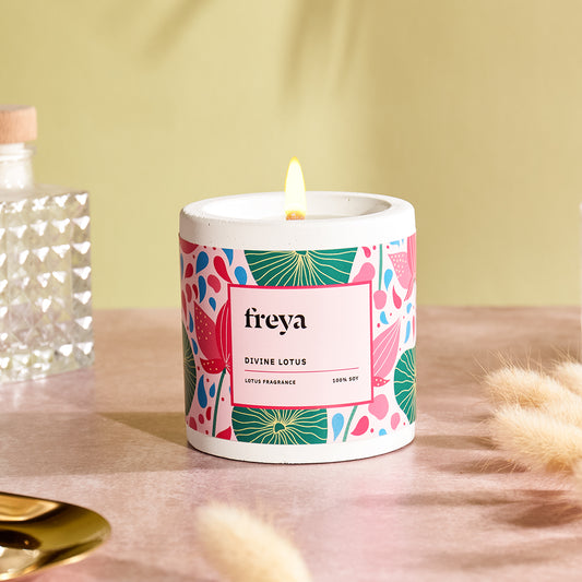 Freya Divine Lotus Concrete Candle