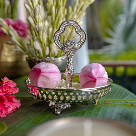 Purple Bird Silver-Plated 'Seva' Serving Platter