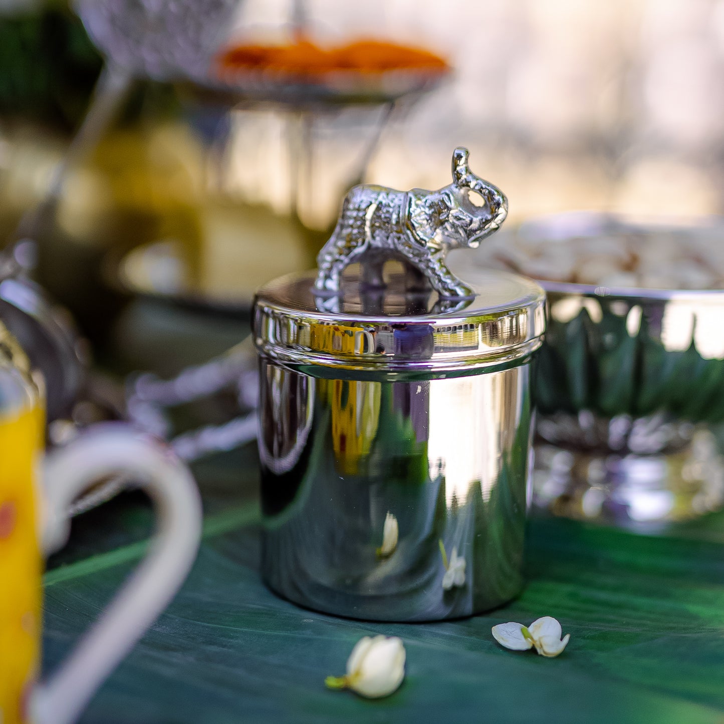 Purple Bird 'Haathi Humsafar' Silver Plated Dry Fruit Jar