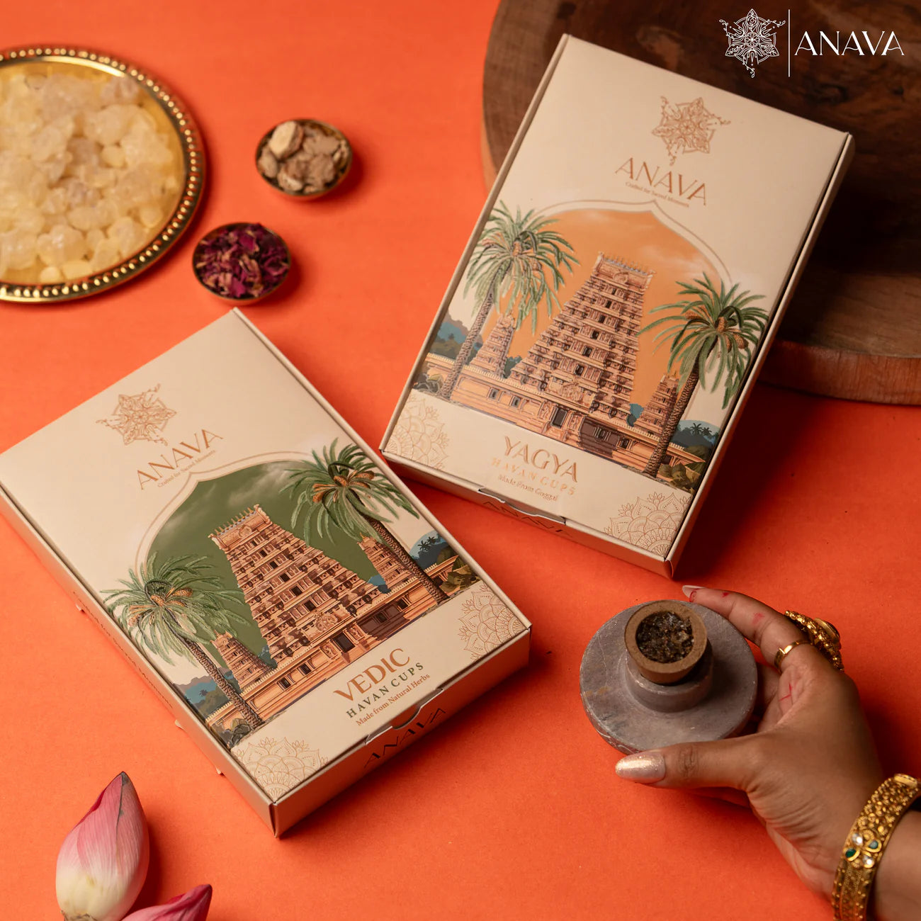 House of Anava Spiritual Havan Cups Combo Pack-Guggal & Pure Herbal Essence