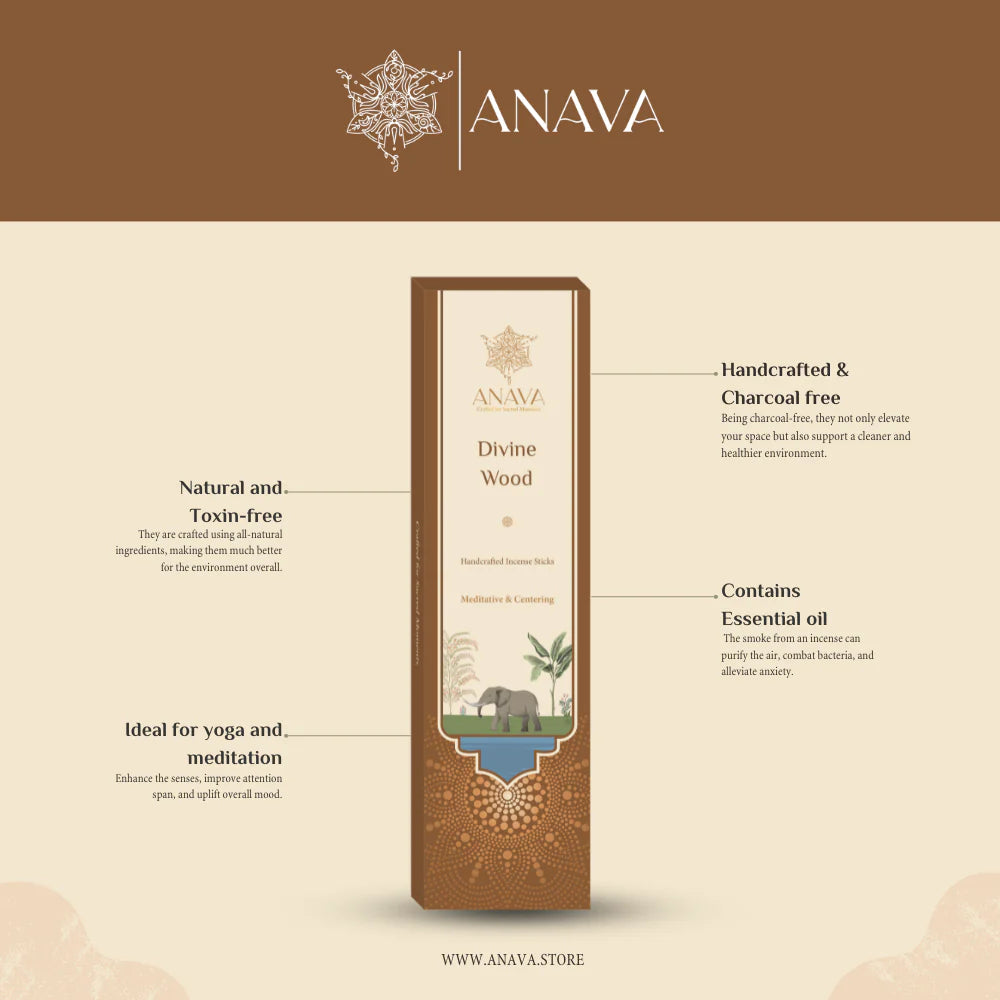 House of Anava Divine Wood Incense Sticks – Soulful & Spiritual Aroma (Pack of 2)