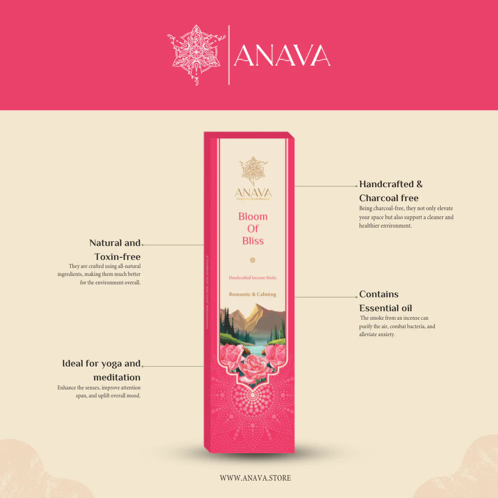 House of Anava Bloom of Bliss Incense Sticks – Inhale Pure & Joyful Aroma (Pack of 3)