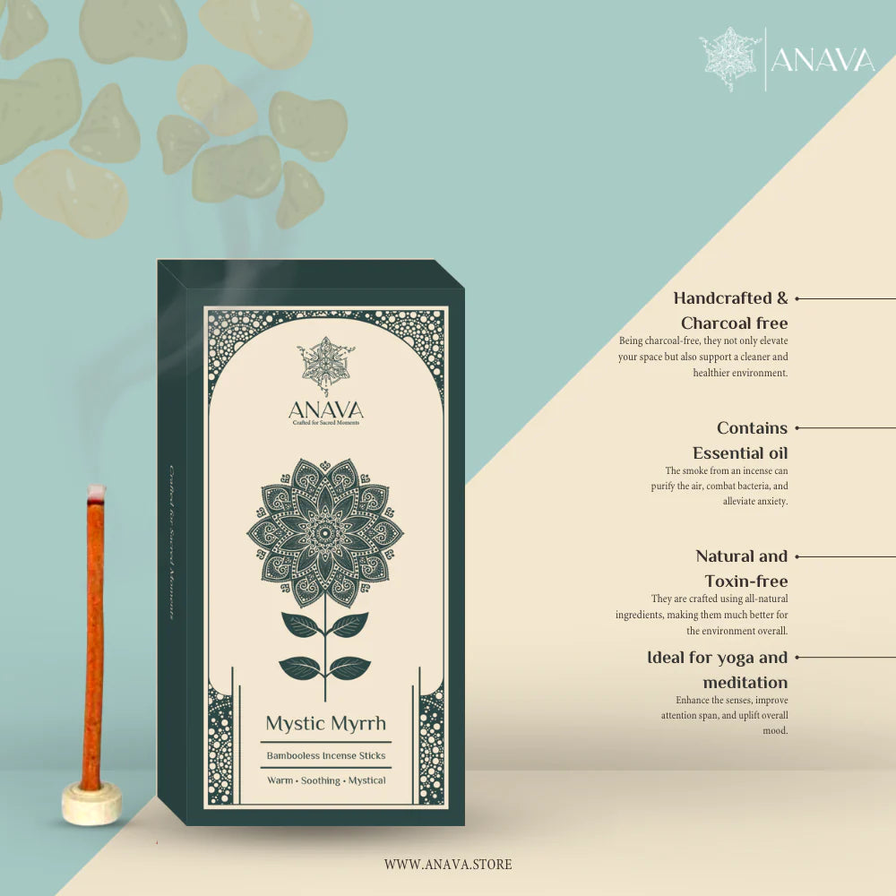 House of Anava Mystic Myrrh Bambooless Incense Sticks – Modern Peace Aroma (Pack of 3)