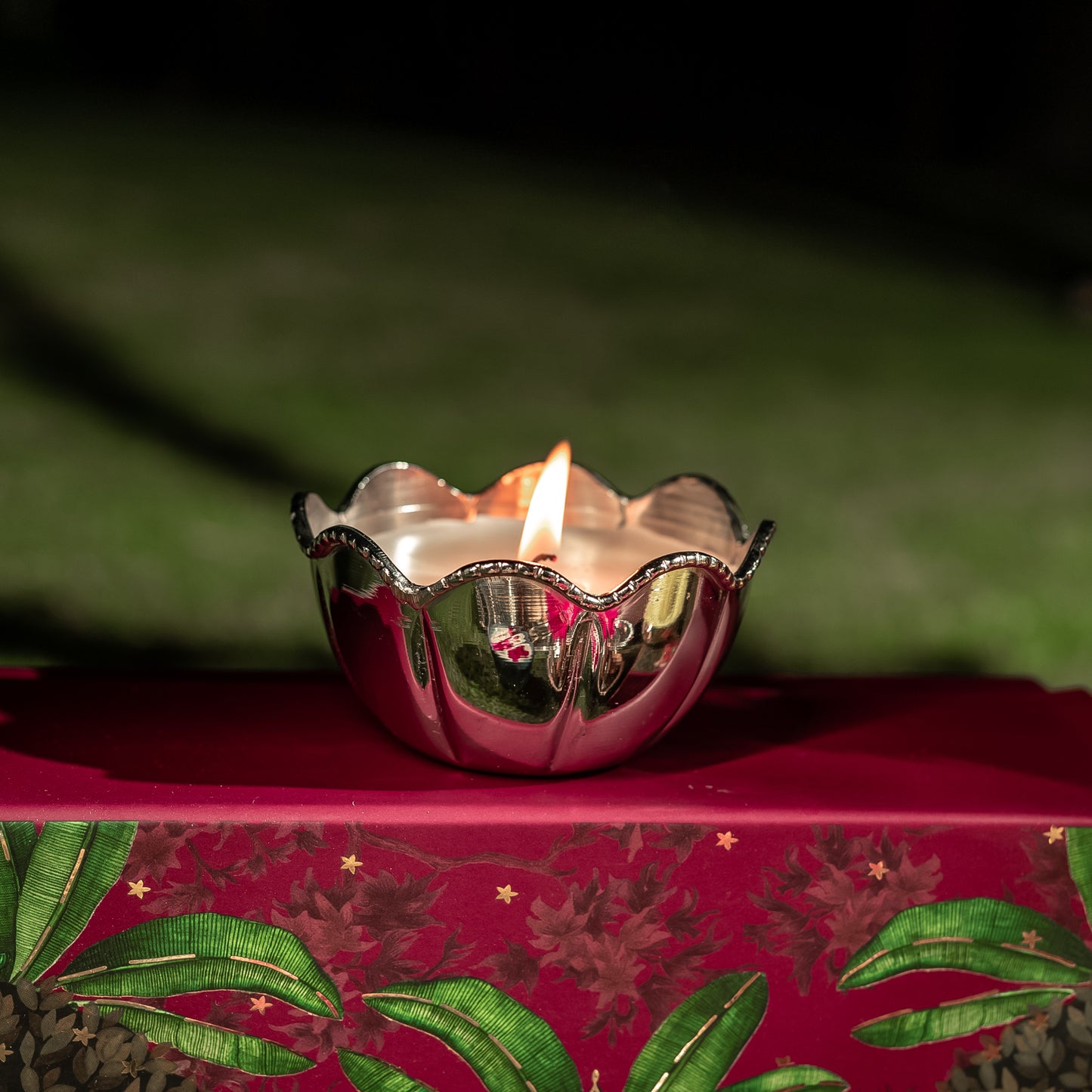 Purple Bird 'Padma' Silver Plated Candle (Indian Rose)