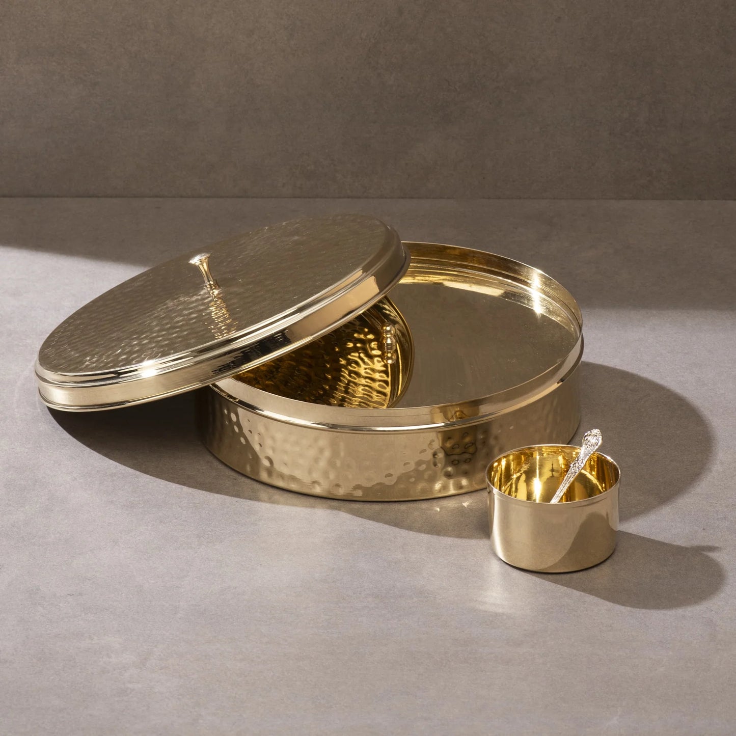 P-TAL Brass Masala Daani/Spice Box (In a Gift Box)