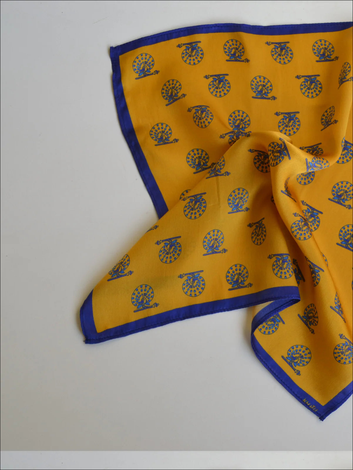 Khatu Yellow Peacock Pocket Square