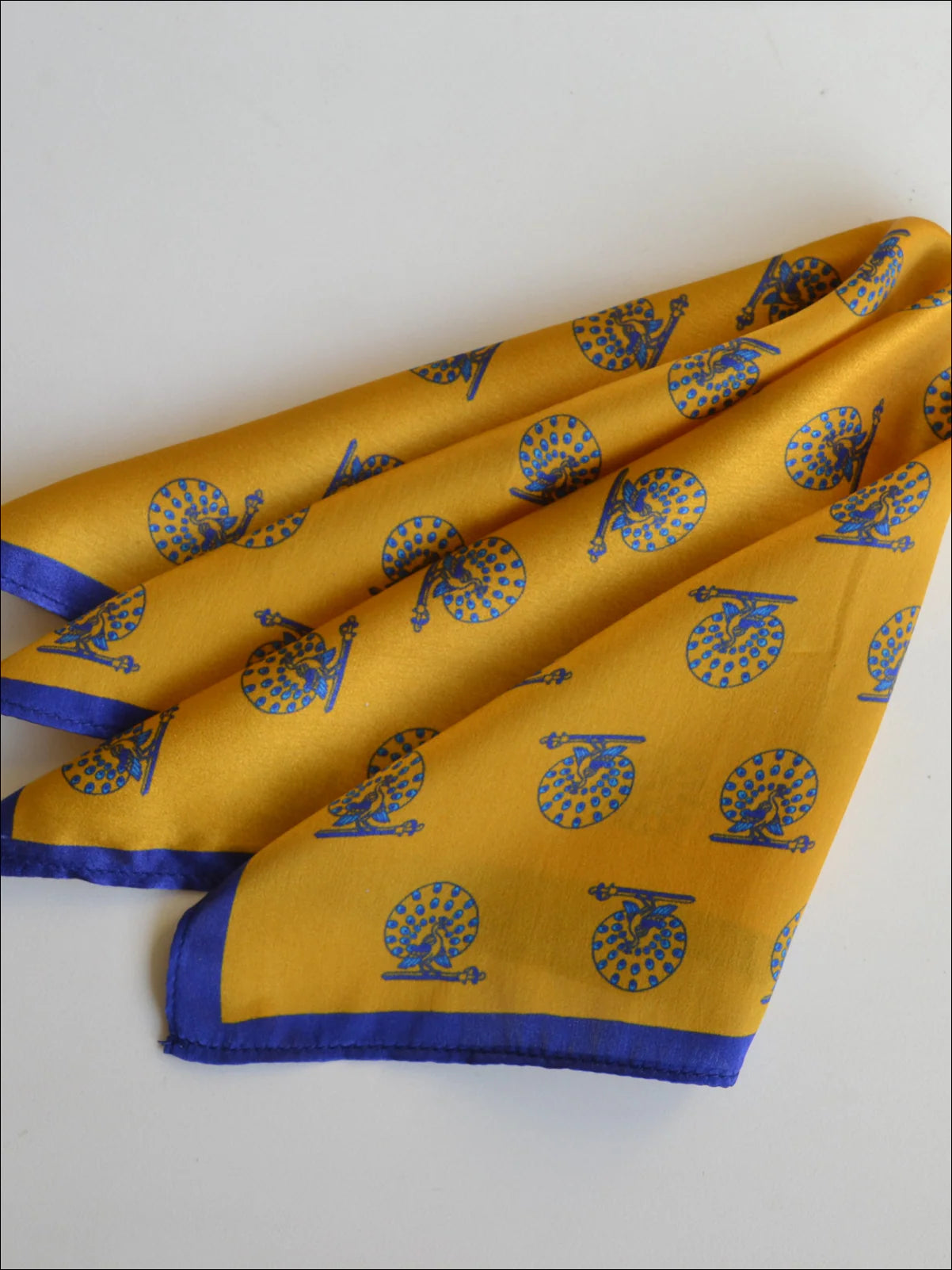 Khatu Yellow Peacock Pocket Square