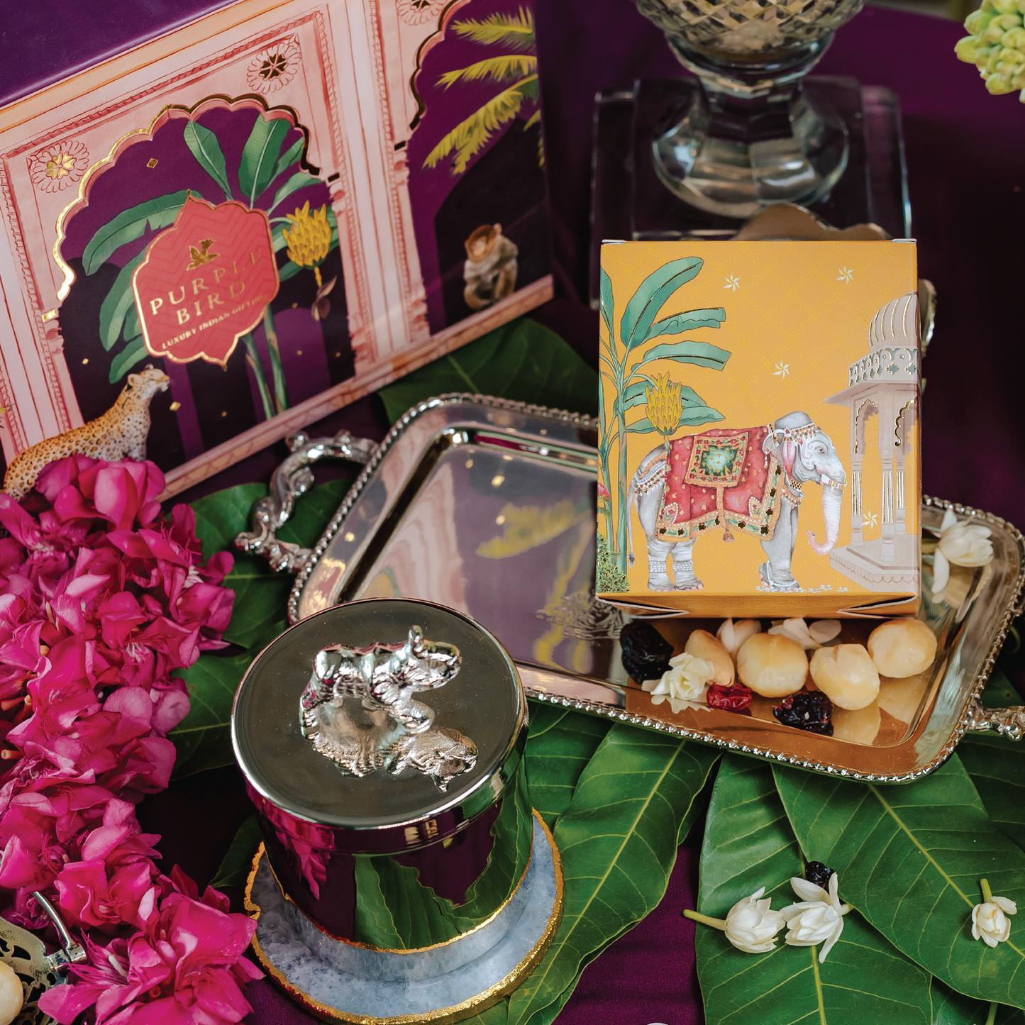 Purple Bird 'Haathi Humsafar' Silver Plated Dry Fruit Jar