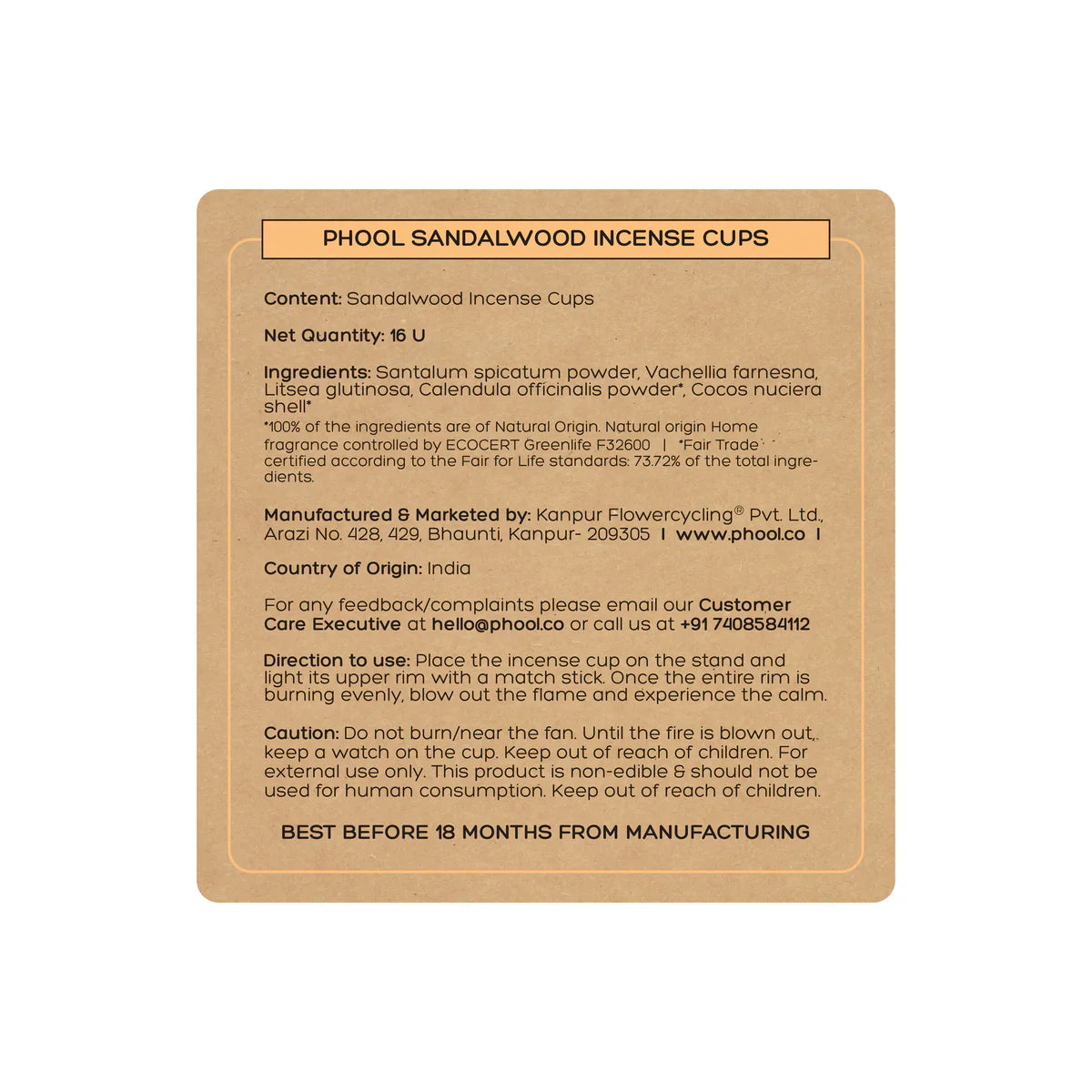 Phool Sandalwood Havan Cups (16 Cups)