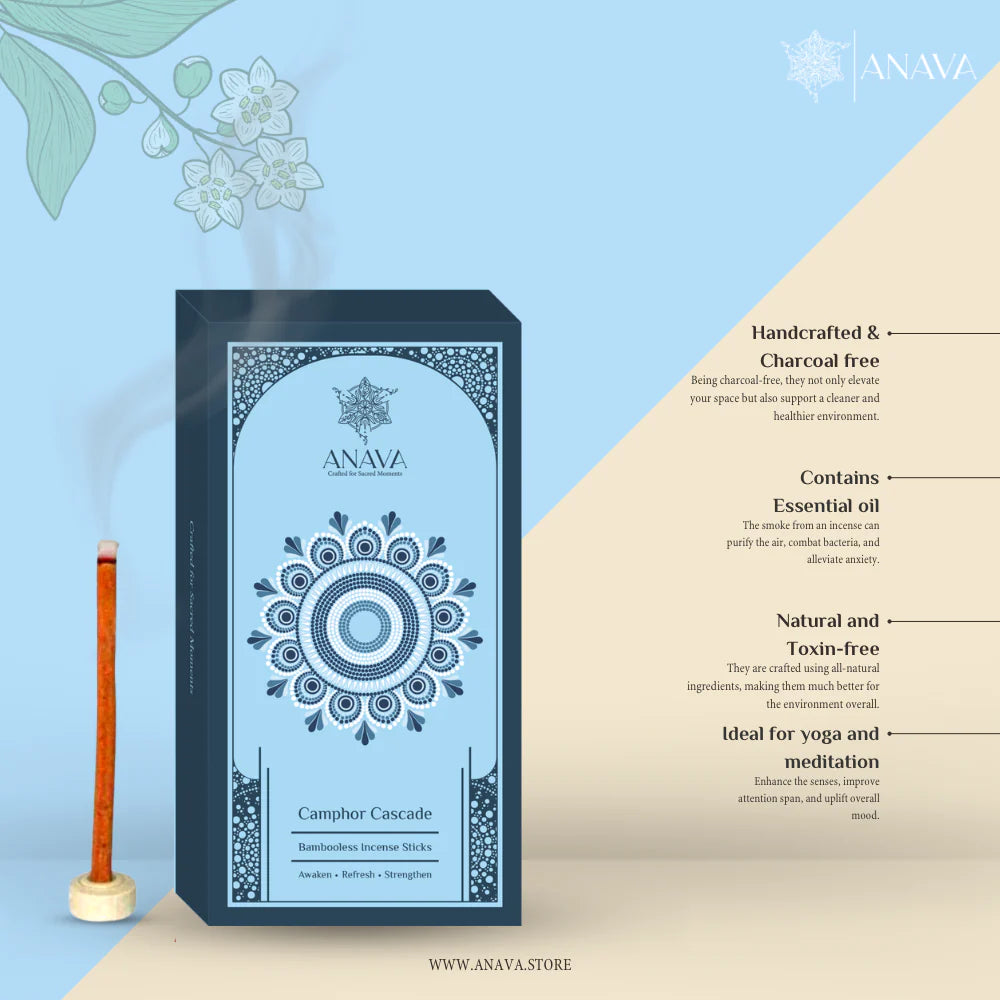 House of Anava Camphor Cascade Bambooless Incense Sticks – Pure Scent