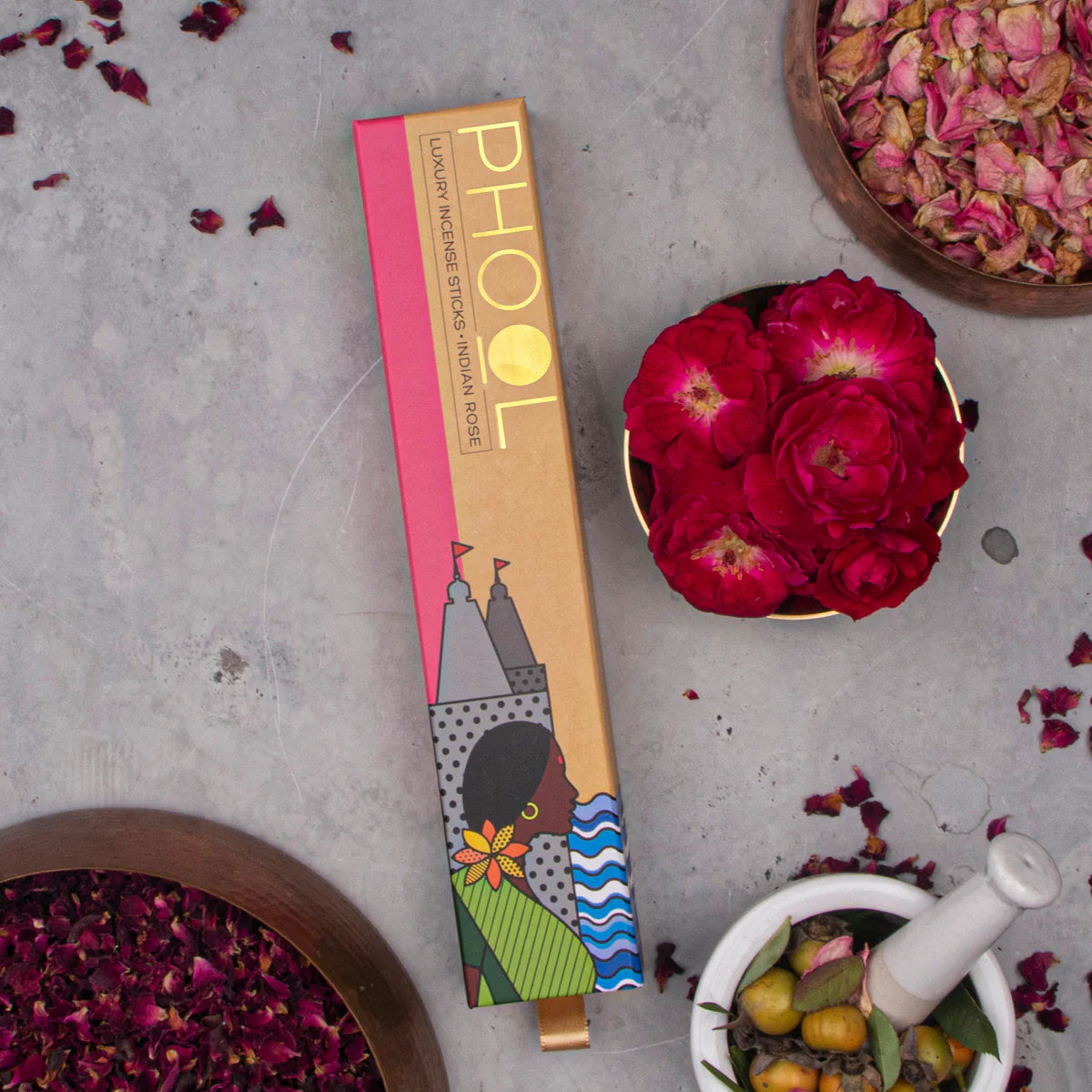Phool Natural Indian Rose Sticks (Pack of 3)