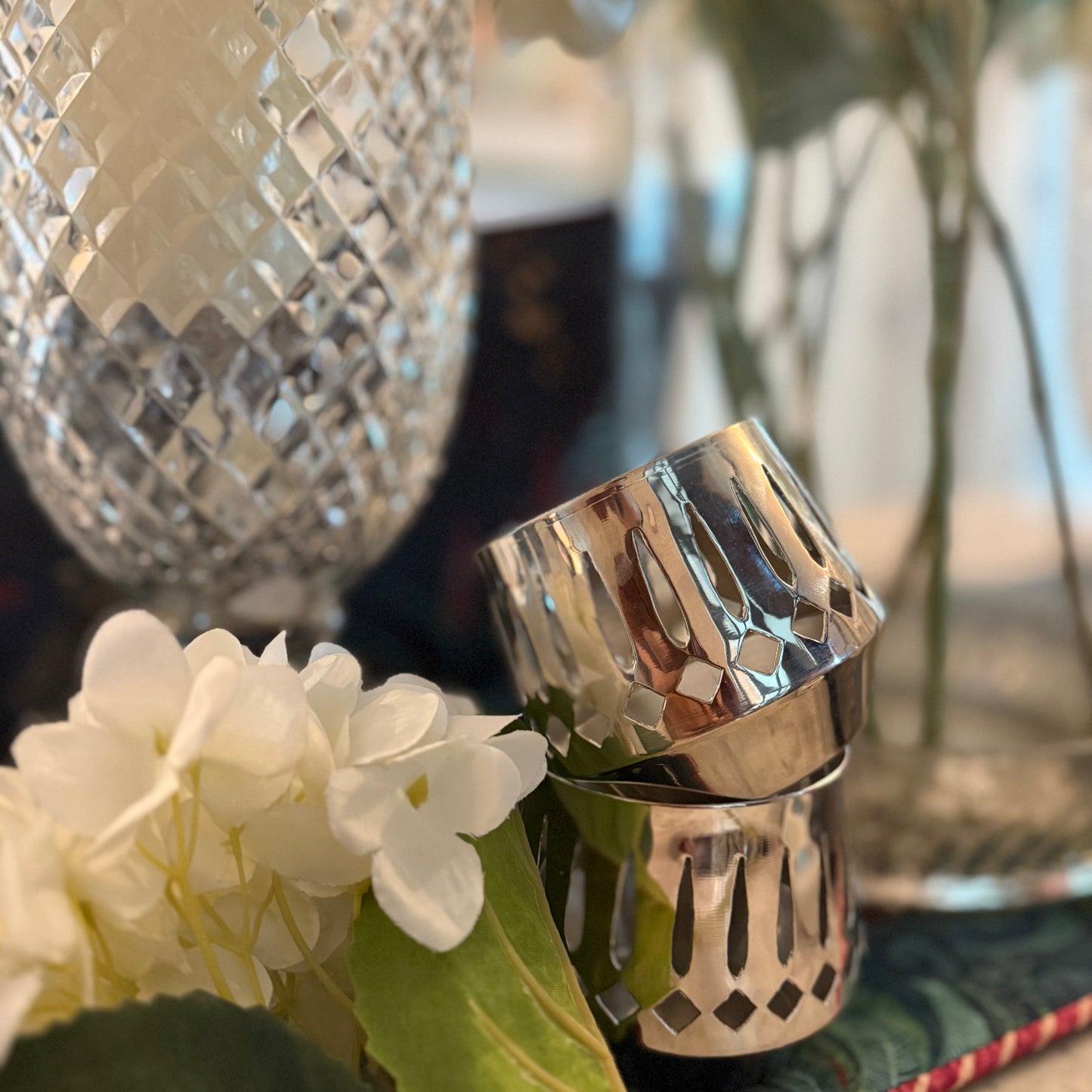 Purple Bird  Silver Plated 'Roshan' Votives (Set of 2)