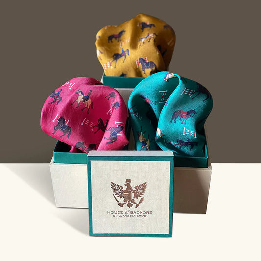 House of Badnore Stallion and Steed Pocket Square (Aqua)