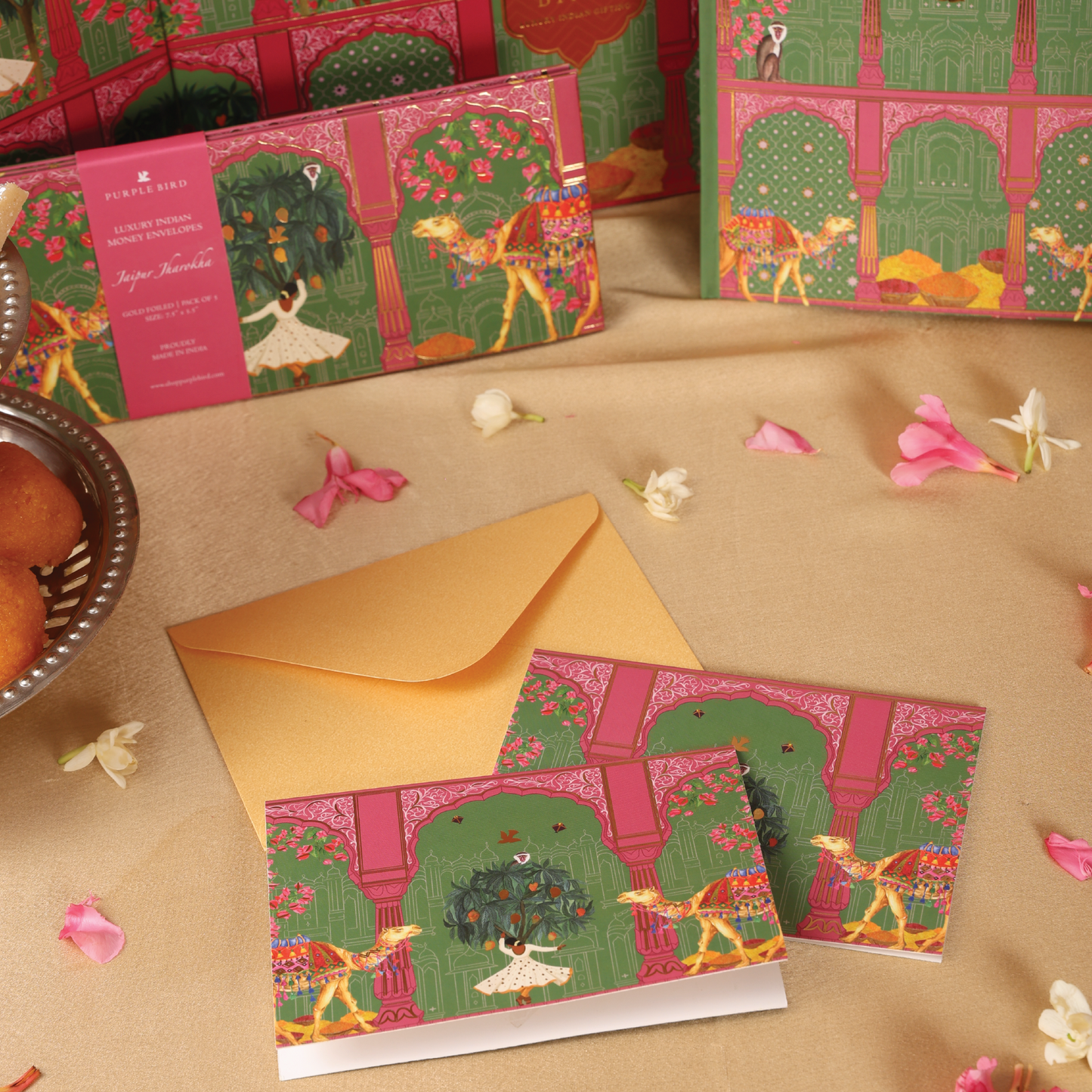 Purple Bird 'Jaipur Jharokha' Notecards with Envelopes (Pack of 10)