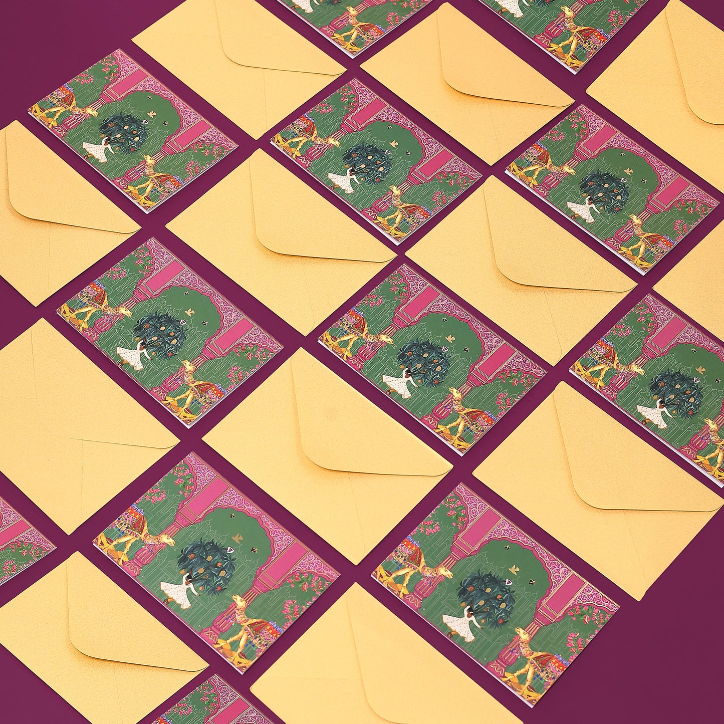 Purple Bird 'Jaipur Jharokha' Notecards with Envelopes (Pack of 10)