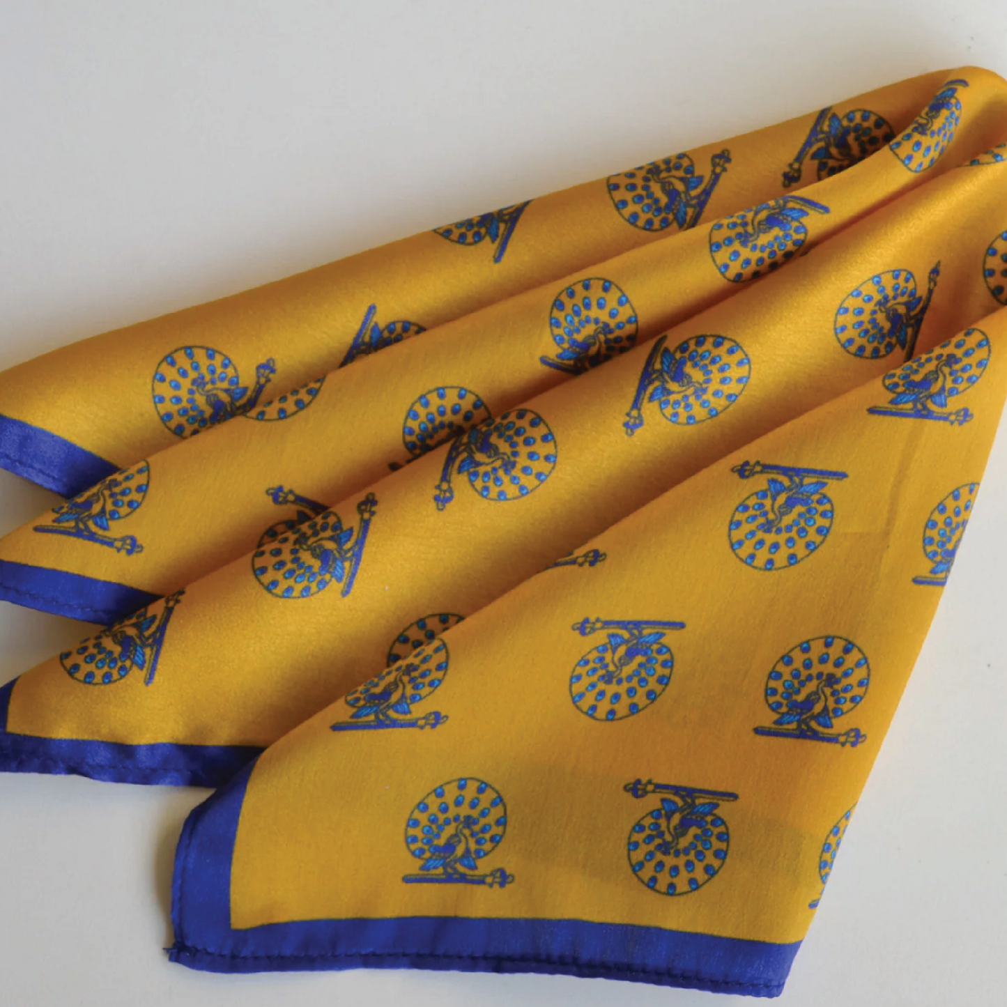 Khatu Yellow Peacock Pocket Square