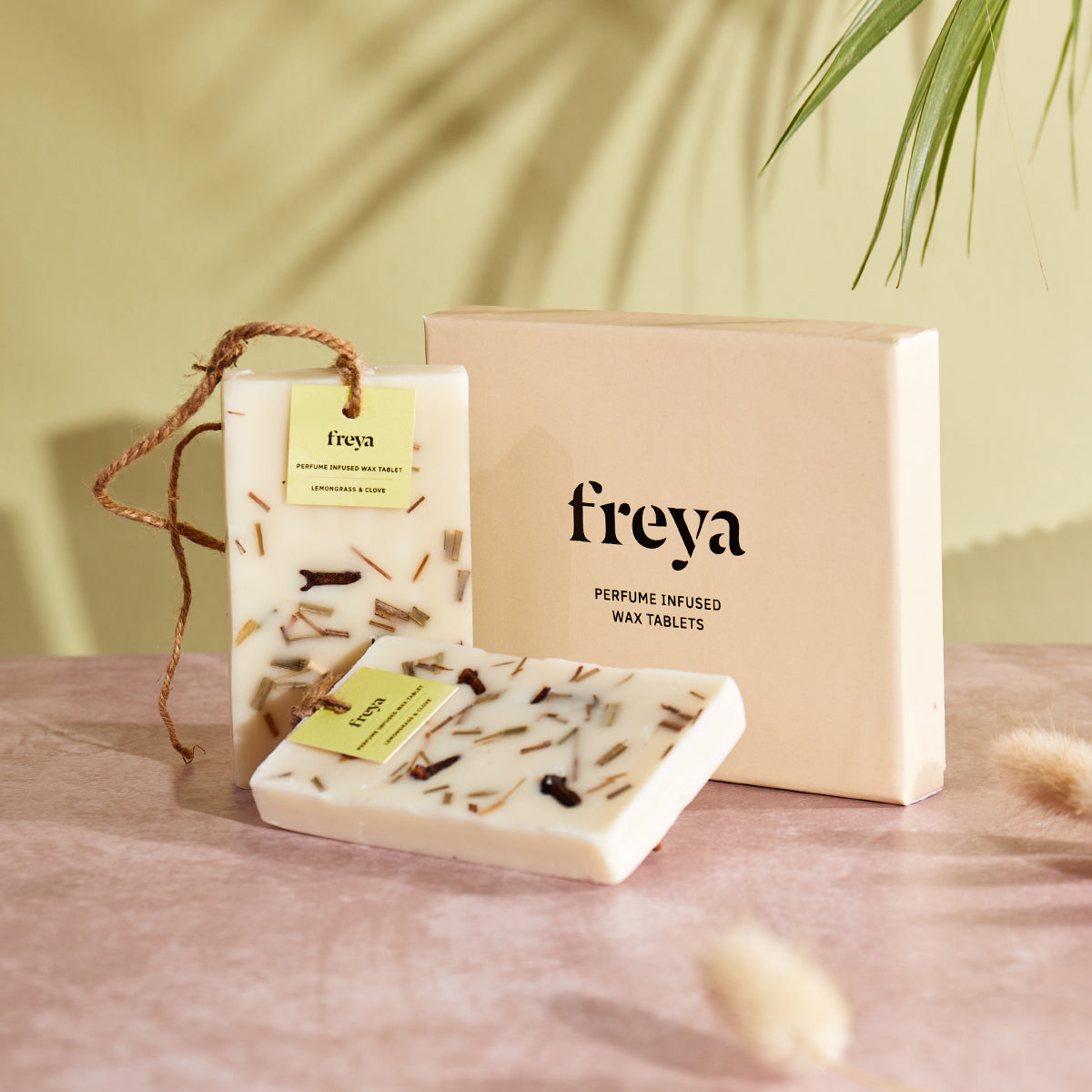 Stuffed with the goodness of fresh lemongrass and cloves, these perfectly molded wax tablets are meant to infuse their woody, heady, and earthy smell inside your wardrobes and drawers. Both lemongrass and clove have medicinal properties, which makes this wax tablet even more special. This beautiful wax tablet makes for a beautiful gift, home and even decorative hanging-pieces. Hang in the entryway, tuck in a drawer, or loop around a hanger in your closet.