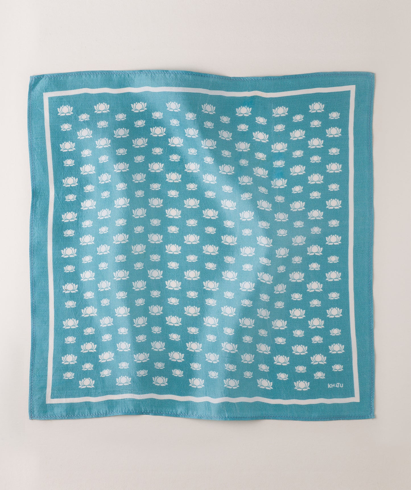 Khatu Teal Jaipur Lotus Pocket Square