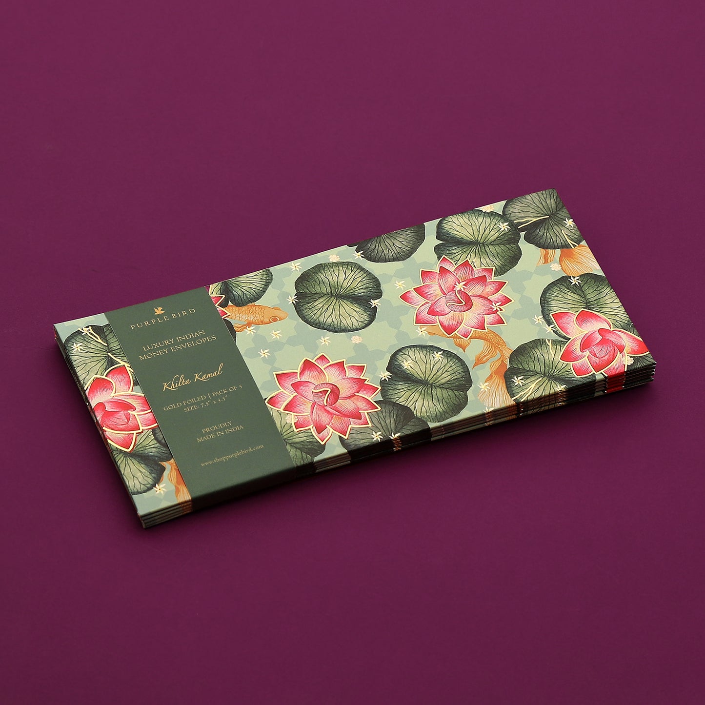 Purple Bird 'Khilta Kamal' Money Envelope (Pack of 5)