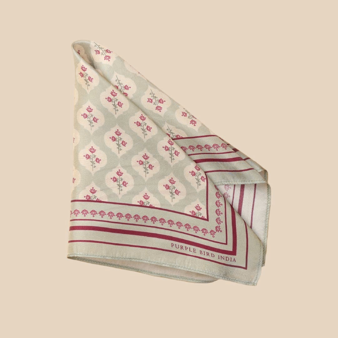 Purple Bird 'Padma Jaal' Twill Silk Pocket Square