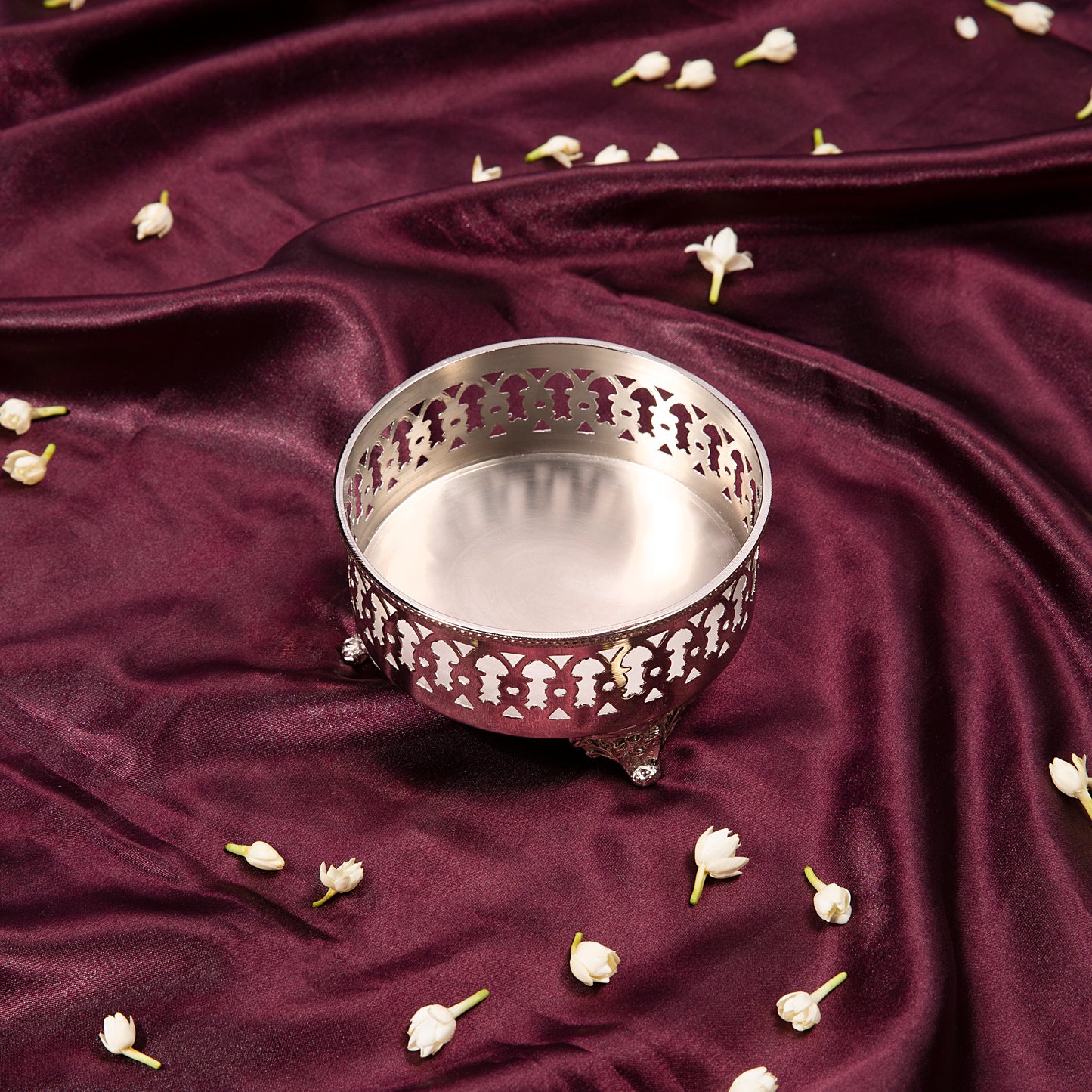 Purple Bird 'Baagh' Silver Plated Filigree Bowl (One Bowl)