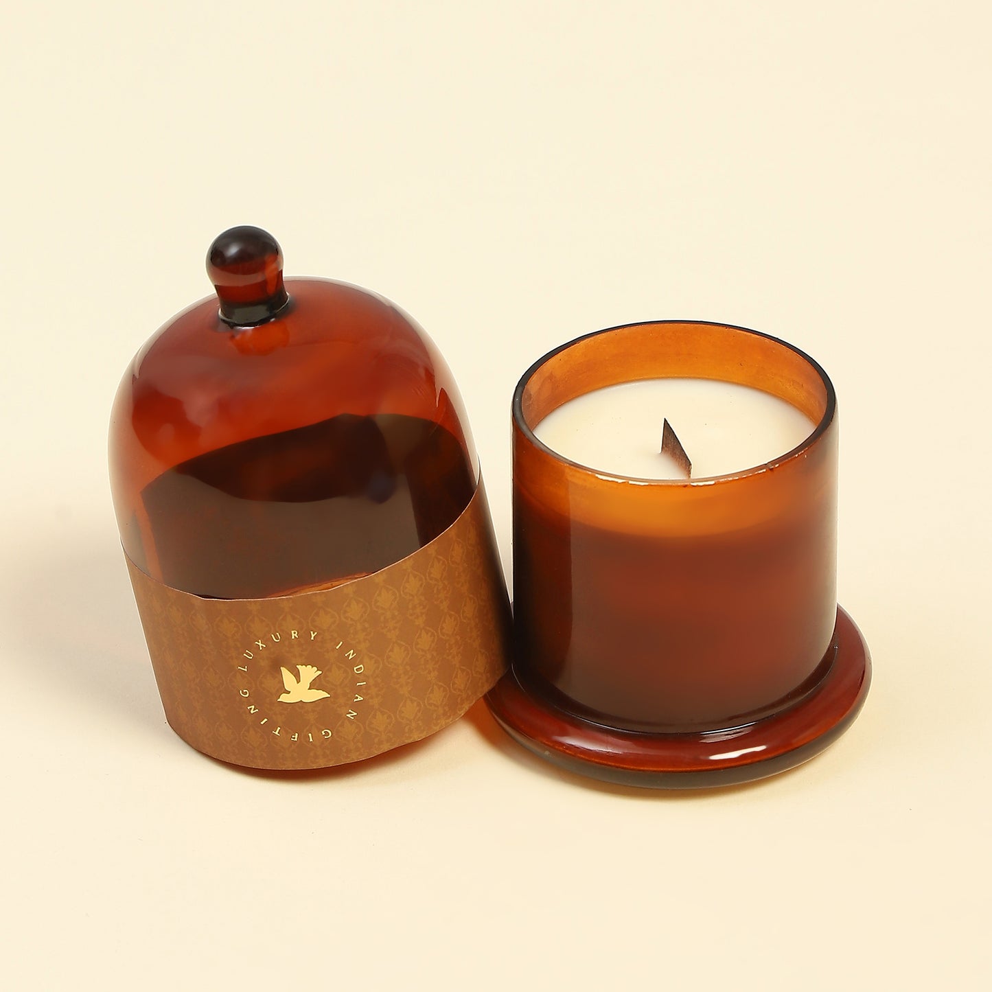 Purple Bird 'Coorg Café' Luxury Glass Cloché Candle (Indian Filter Coffee)