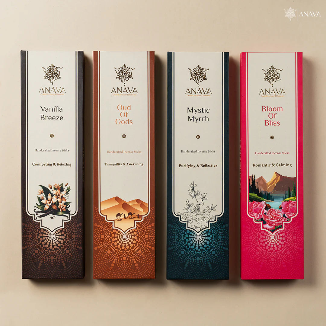 House of Anava Bloom Nirvana Zen Incense Sticks Set – Myrrh, Oud, Rose, Vanilla