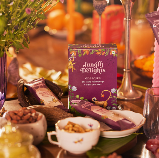 Jungly Delights Energize Superfood Bars with Chocolate & Moringa (5 Bars)