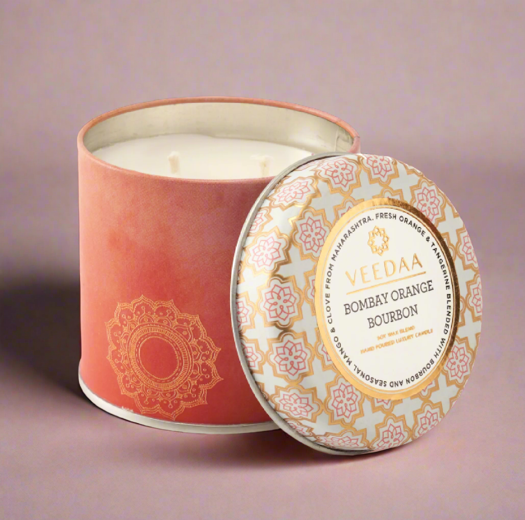 Veedaa Bombay Orange Bourbon Mason Tin Candle