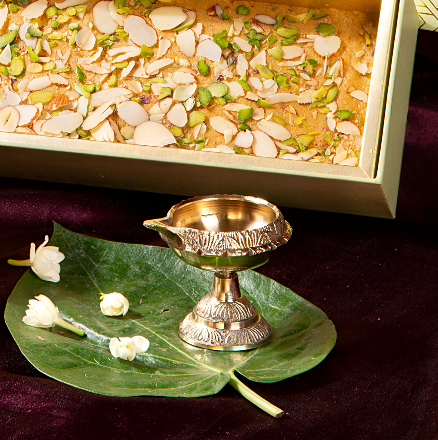 Purple Bird 'Deepak' Brass Diya