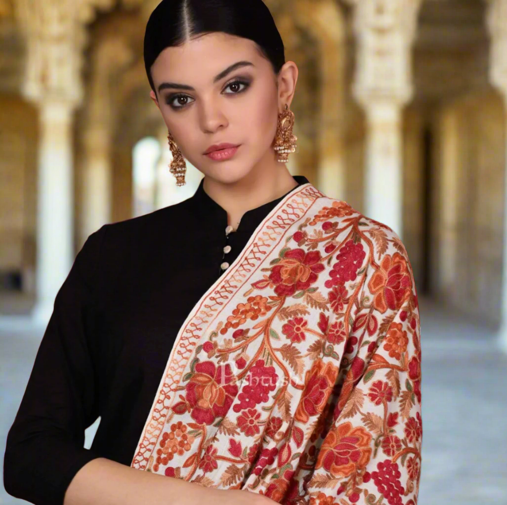 Pashtush Multicoloured Gulaabdar Aari Embroidery Stole