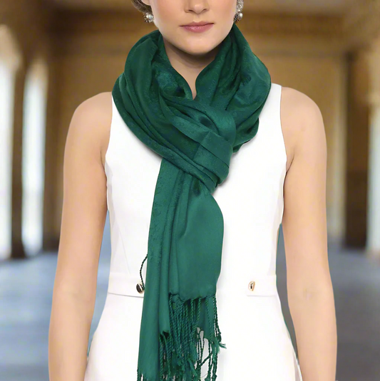 Pashtush Bottle Green Paisley Scarf