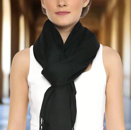 Pashtush Black Fine Wool Stole