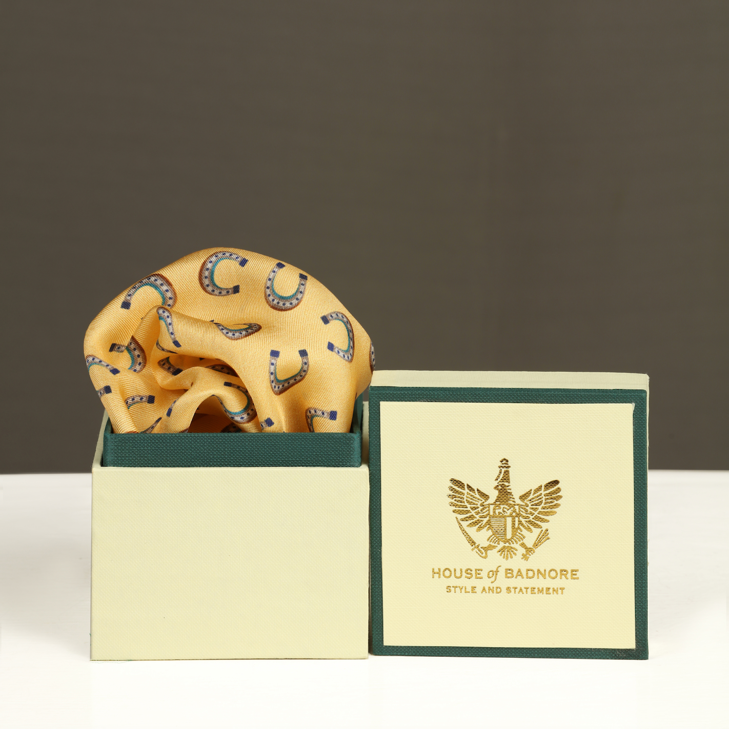 House of Badnore Horseshoe Pocket Square (Yellow)