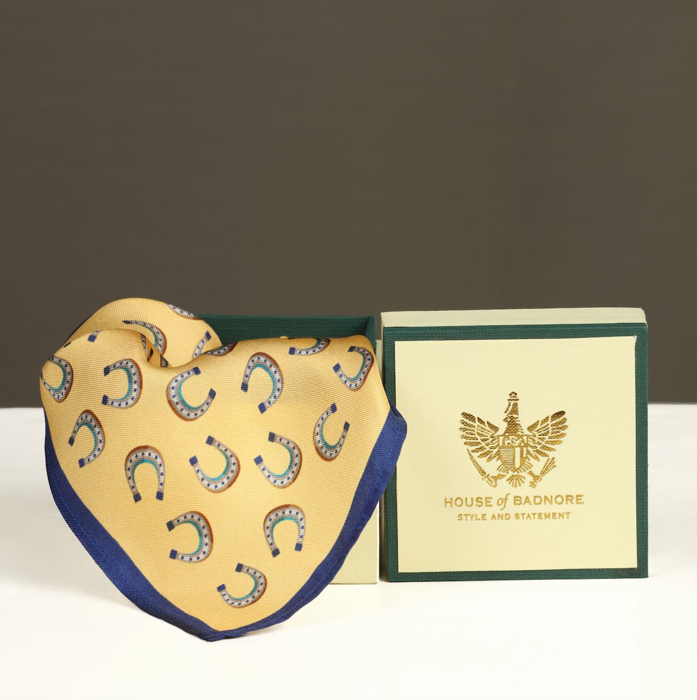 House of Badnore Horseshoe Pocket Square (Yellow)