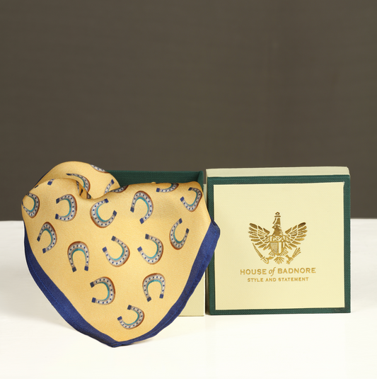 House of Badnore Horseshoe Pocket Square (Yellow)