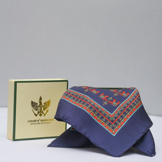 House of Badnore Raj Pocket Square (Blue)