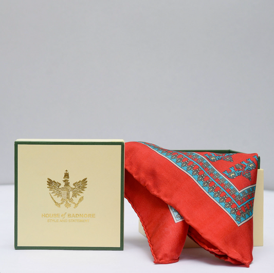 House of Badnore Raj Pocket Square (Red)