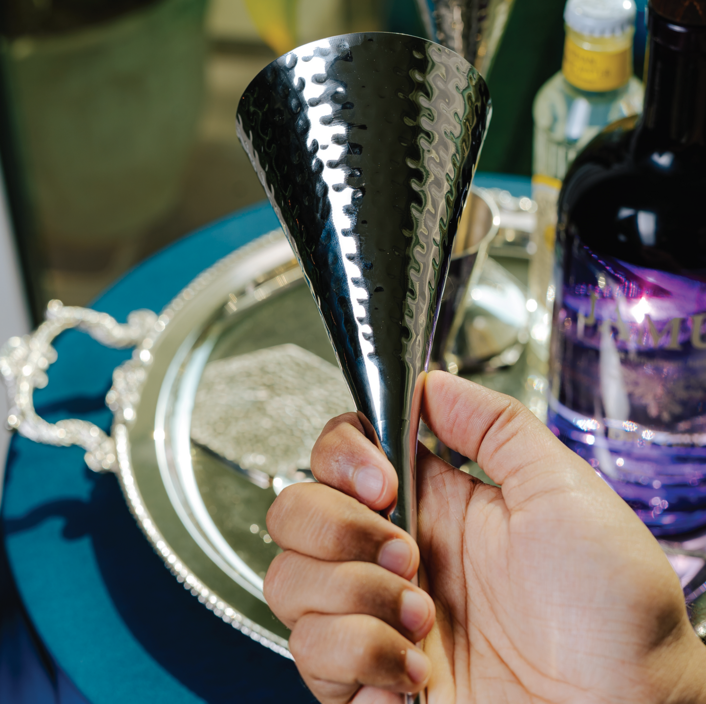 Purple Bird 'Utsav' Silver Plated Cocktail Glasses (Two Glasses)