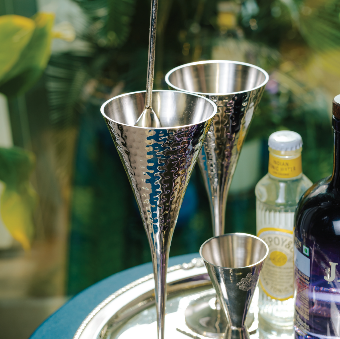 Purple Bird 'Utsav' Silver Plated Cocktail Glasses (Two Glasses)