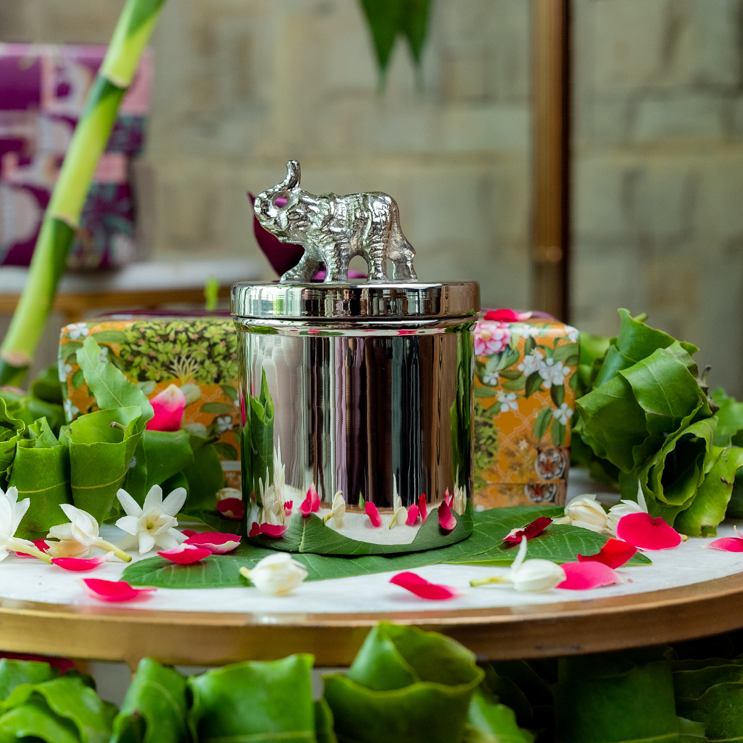 Purple Bird 'Haathi Humsafar' Silver Plated Dry Fruit Box