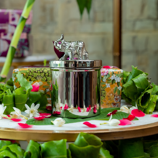 Purple Bird 'Haathi Humsafar' Silver Plated Dry Fruit Jar