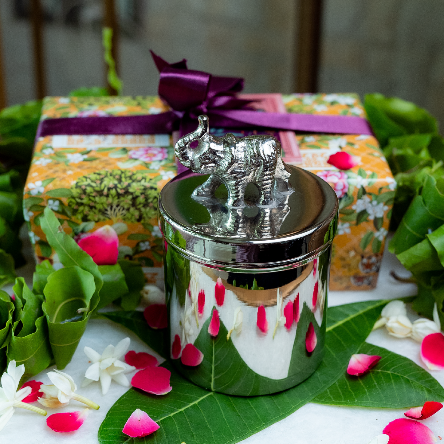 Purple Bird 'Haathi Humsafar' Silver Plated Dry Fruit Jar