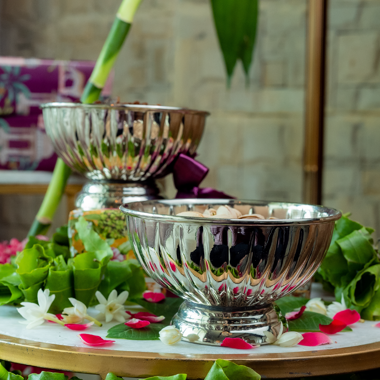 Purple Bird Silver Plated 'Maharani' Nut Bowls (Two Bowls)