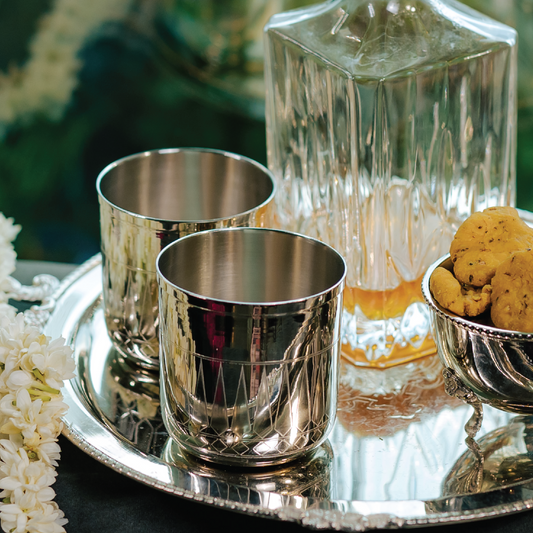 Purple Bird 'Darya' Silver Plated Tumblers (Set of 2)